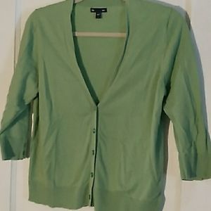 Chaps pale green button-down cardigan